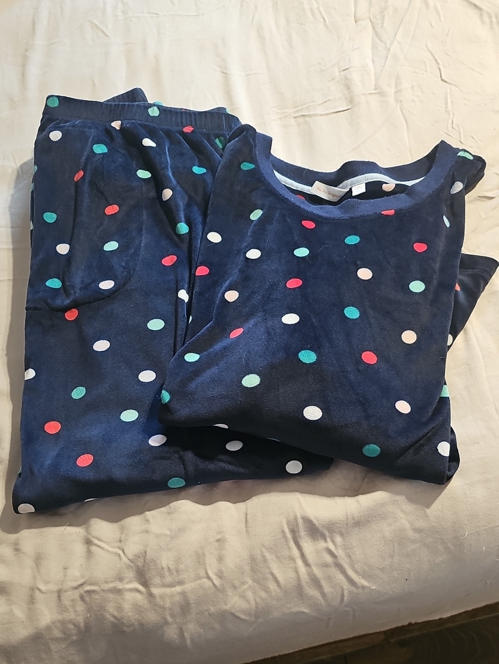Women's Navy Polka Dot Pajama Set - Cozy Long Sleeve Top & Pants